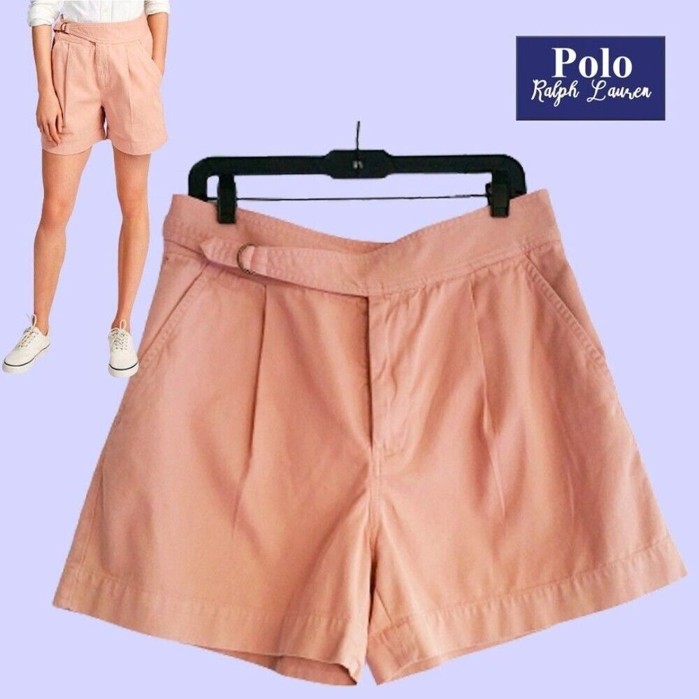 Polo Ralph Lauren 12 Peach Pleated Buckle Waist Chino Shorts